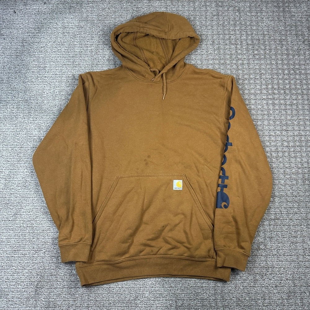 Carhartt Mens Midweight Logo Sleeve Hoodie Brown TS6514-M Size Medium